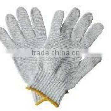 Cotton/Polyester knitted gloves nature color,2 yarns,7 gauge