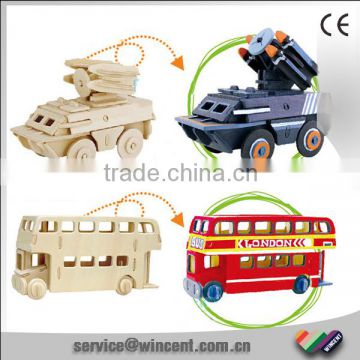 DIY Wooden 3D Puzzle Car For Drawing And Painting