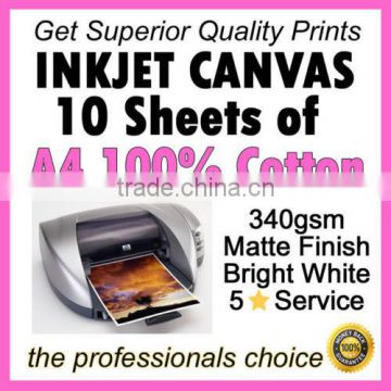 Giclee Genuine Cotton Canvas For Inkjet Printers 340gsm 10 x A4 Sheets