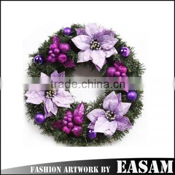 Hot sale handmade decorative purple christmas wreath