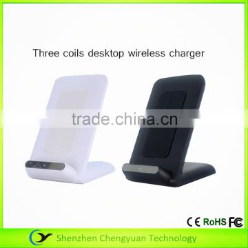 Newest design Qi Wireless Charger 3 Coils Folding Charging Stand For Samsung S6 Edge Plus Note 5