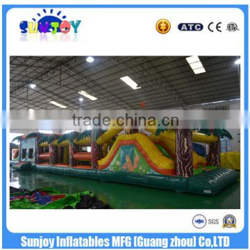 Hot selling plam obstacle green inflatable obstacle course for kids