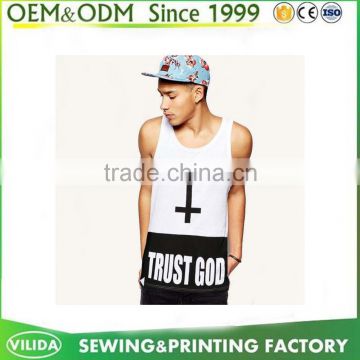 Hot Sale Casual Breathable Printed Plain White Tank Top for Men