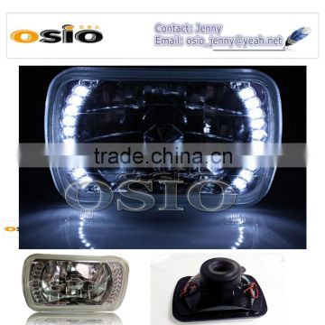 5' SBMC CRYSTAL GLASS White LED HALO RING 12V/24VAuto Halogen Semi Sealed Beam Auto Halogen Lamp H4 or HID