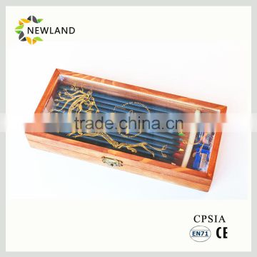 High Quality 12/24 Black Wooden Color Pencil with Wooden Case