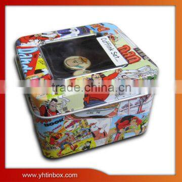 square badge tin box