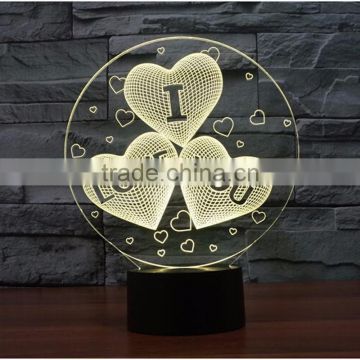 2017 Valentine's Day Gift 7color 3d Romantic LED Night Light Lamp alibaba led lights