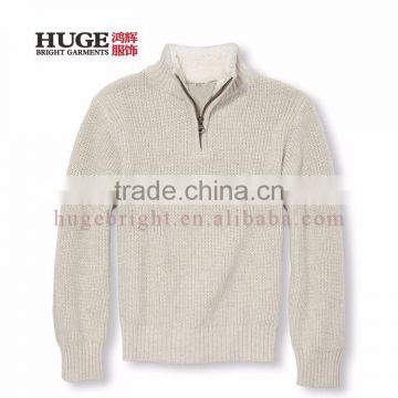 100% Cotton Long Sleeve Half-zip Front Knitting Boys Sweaters