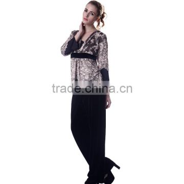 Cheap Women 2pcs Velvet Suit Satin Pullover Long-sleeved Striped T-shirt + Pants