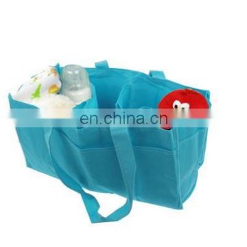 Double-Deck Non-Woven Fabric Mommy Diaper Hand Bag with 7 Compartments (Blue)