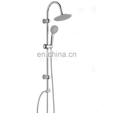 Wall mount round shower system riser rail  bar with rain shower head and hand shower