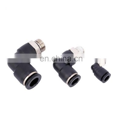 High Quality PL Series L-Type 90 Degree Plastic Aluminum Alloy Male Thread Two Way Quick Connect Pneumatic Metal Fitting