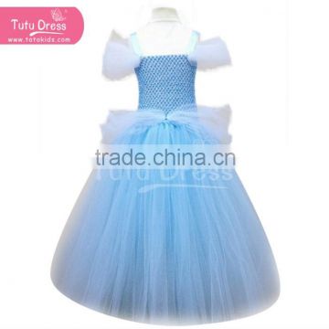 2016 Hot Sandy Girl Princess Cinderella Cosplay Costume Kids Party Fancy Dress Blue