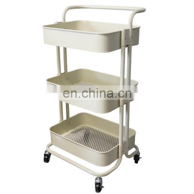 Hot sell ready stock 3 tier drawing room home kitchen rack storage trolley with wheels