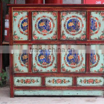 Chinese antique painted vanity Tibet cabinet