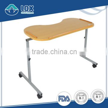 Medical wooden over Bed Table With Wheels for hospital