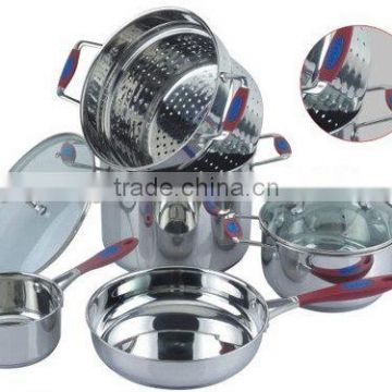 7pcs of xiangsheng brand stainless steel parini carl weill cookware set