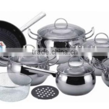 12pcs set of stainless steel bms castamel cookware for non-stick fry pan