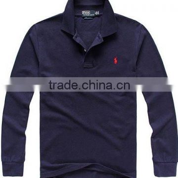 Navy blue decent long sleeves stylish polo t-shirts for men