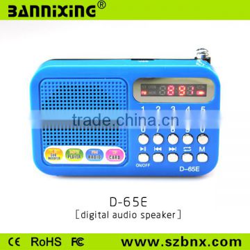 Good quality D-65E TF card fm radio wireless speaker