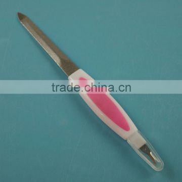 ZJCS-004 16CM Plastic rubber hanlde double ended with cuticle trimmer rotary nail file