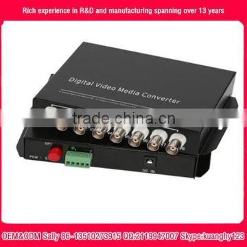 8Ch Video/1Return Data/1 Forward Audio to Fiber SM 20km optical video multiplexer1CH to 64CH cctv fiber video converter factory