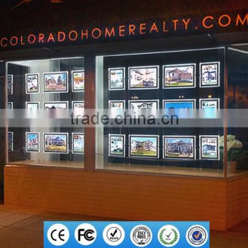 Real estate window cable display led edge lit sign base digital flyer holders