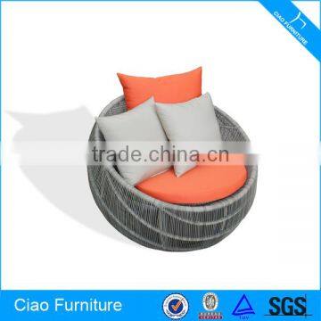 Garden Round Grey Wicker Single Seater Sofa