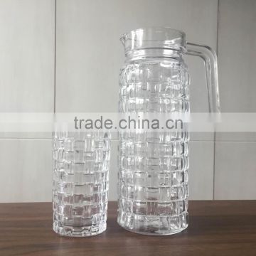 New arrived weave shaped 7pcs crystal glass water set for daily use