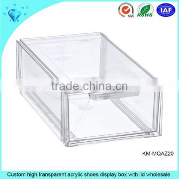 Custom high transparent acrylic shoes display box with lid wholesale