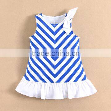 MOMANDBAB NEW ARRIVAL Kids Dress Girls Kids Clothing Summer Kids Blue White Striped Dress