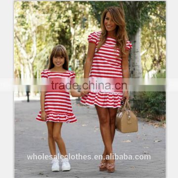 Mother and Daughter Casual Boho Stripe Maxi Dress Mommy&Me Matching Set Outfits