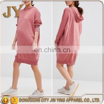 China Clothing Manufacuter Pink Dress with Hoodies Knitted Dress for Maternity JY Apparel