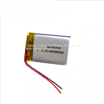 Hot Sale 3.7 V 600Mah 603040 3.7V Rechargeable Lithium Polymer Battery