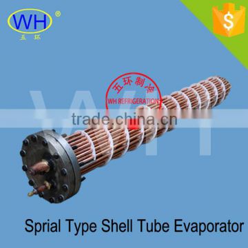 Sprial type shell and tube evaporator