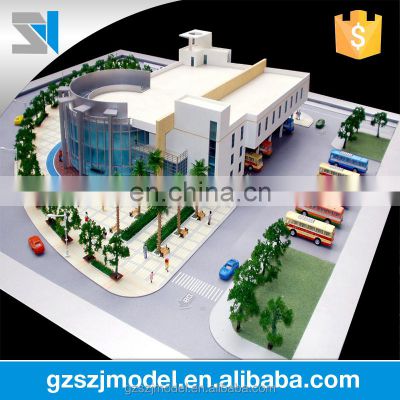 Bus station scale model, miniature model, car model