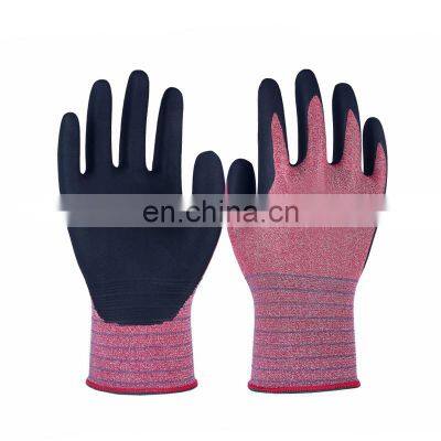 18G high elastic liner with black micro foam nitrile coating Gloves