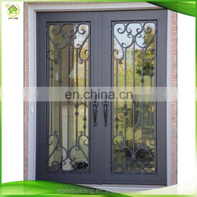 metal front wrought iron grill double door designs for homes