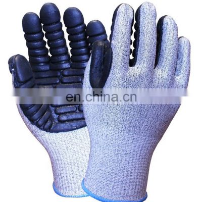 13G HPPE Latex Cut Proof Oil And Gas Industrial Lumberjack  Anti Vibration Resistant Work Gloves