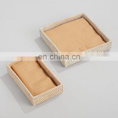 Set Handwoven Rattan Napkin Holders High Quality Tableware wicker napkin basket wovenmade in Vietnam