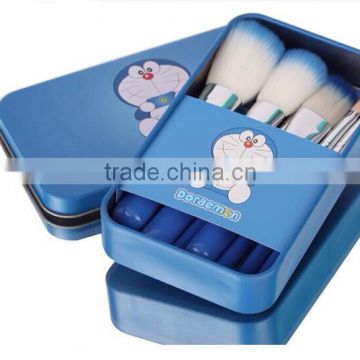 wholesale best price 7pcs doraemon cute makeup brush set with metal box