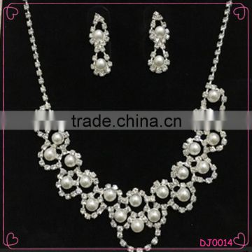 Double-Layer Imitation Pearl Beads Necklace Drop Handmade Jewelry Set