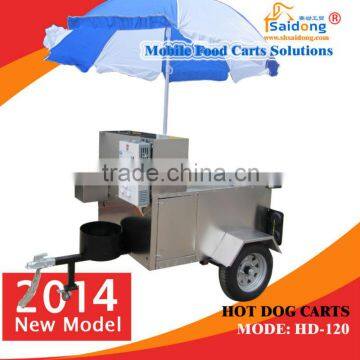 HOT SALES Towable New customized Mobile hot dog vending Cart With Wheels