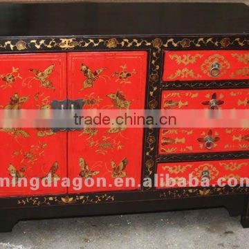 Chinese antique furniture shanxi red & black Tung wood Bedside Cabinet