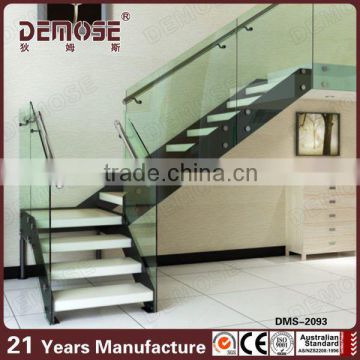 outdoor straight steel stairs grill design with stainless steel railings