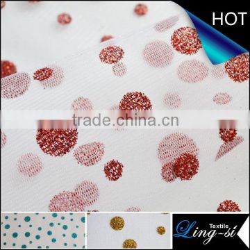 Polyester Tulle Metallic Printed Fabric for Decoration and Dress DSN337