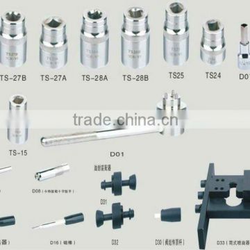 Common rail fuel injector and pump tool kits for assembling and disassembling