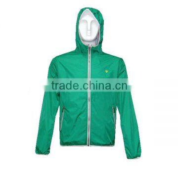 Hot selling men waterproof green long sleeve windproof jacket