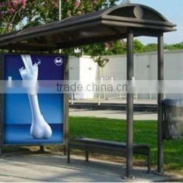 Aluminum & Stainless Steel Outdoor Economic Bus Stop Station with LED Light Box for Public Equipment