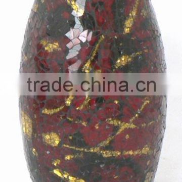 bullet shaped golden line balck red pattern mosaic vase